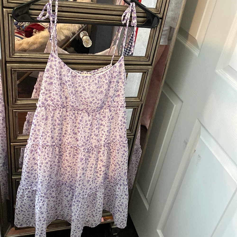 Altar’d State white tank dress with purple flowers